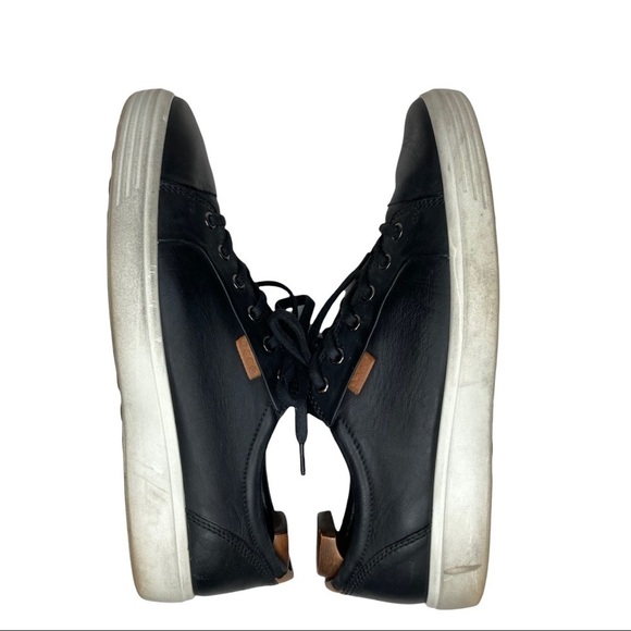 Ecco Black Leather Lace-Up Sneakers Sz 10 - Picture 3 of 11